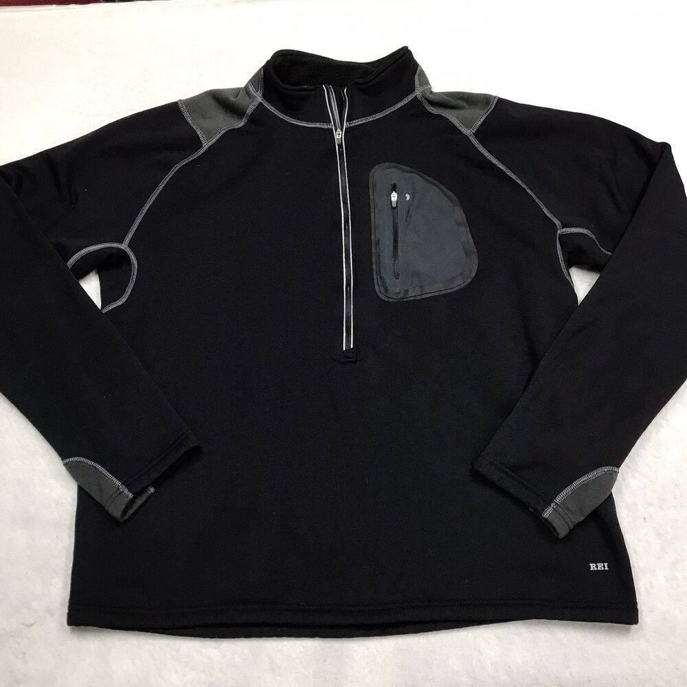REI OXT Fleece Jacket Men 2XL Black Half Zip Pullover Outdoor Hiking Performance